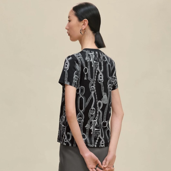 NEW Hermes "Palefroi Remix" straight t-shirt Black Gris Charbon Size 34 0 XS - Picture 3 of 8